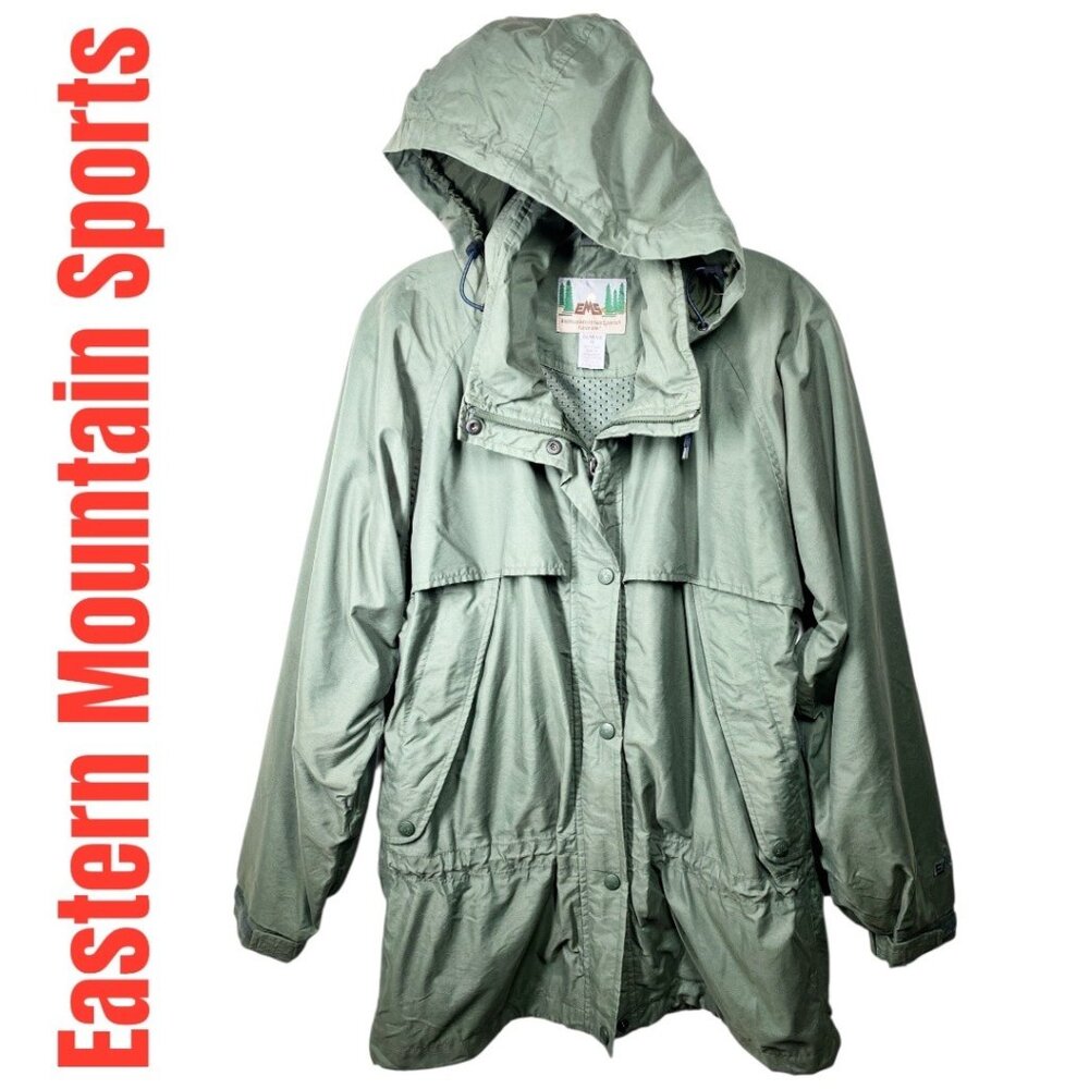 EASTERN MOUNTAIN SPORTS OLIVE UTILITY JACKET HOOD COASTAL CABIN, WOMEN’S M